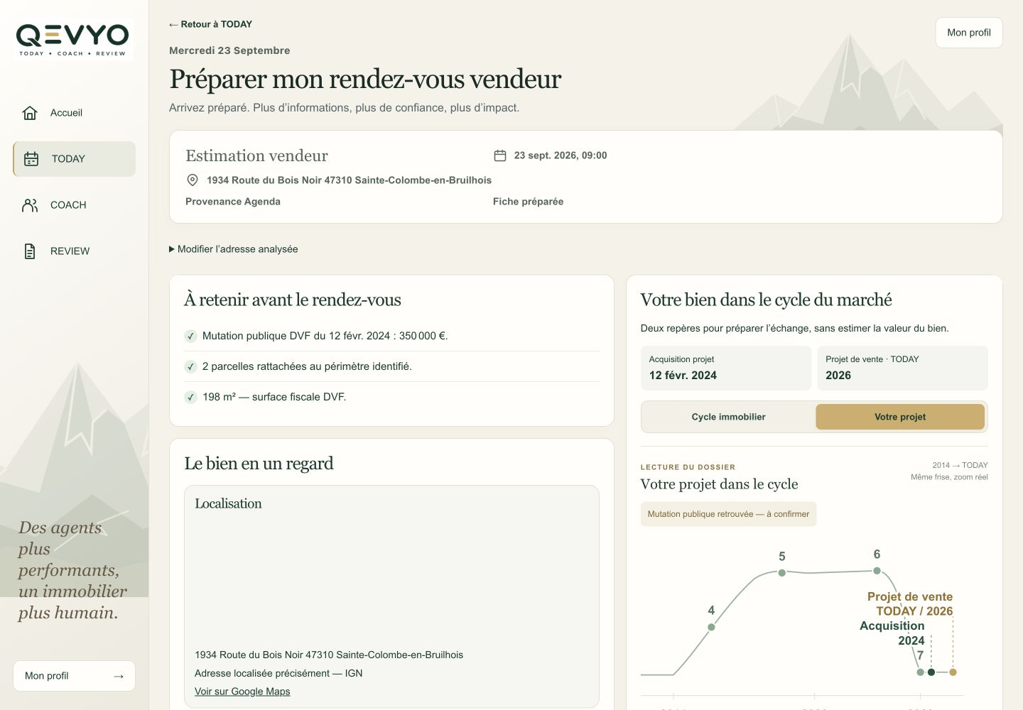 Capture réelle de la préparation du rendez-vous vendeur
